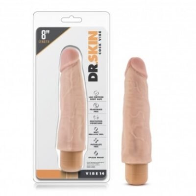 Dr. Skin Cock 14 Dildo Vibrador 8in – Vanilla