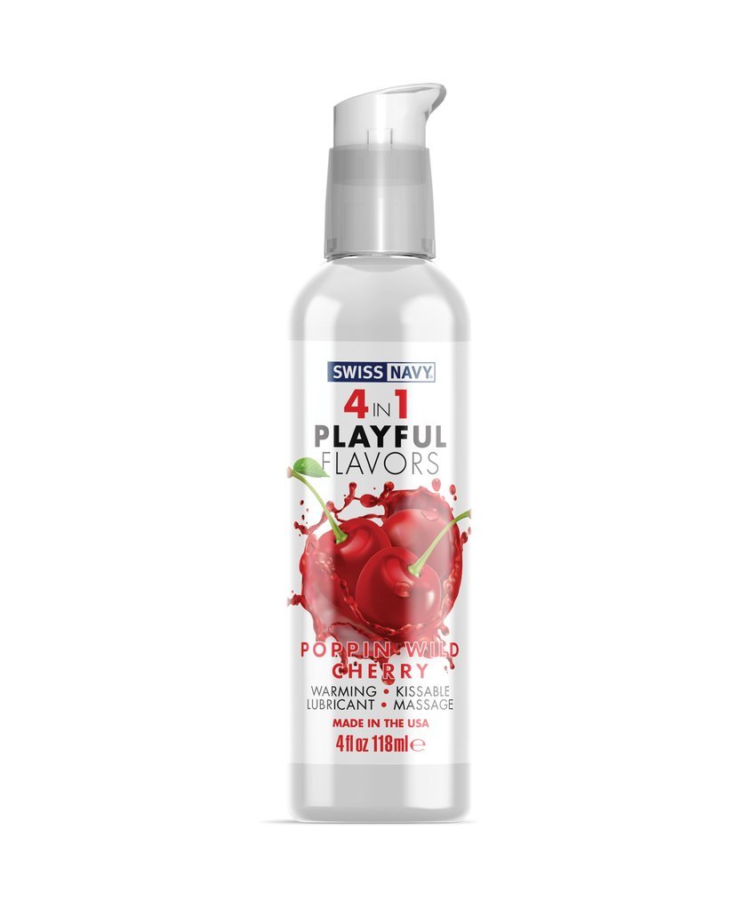 Swiss Navy 4-in-1 Playful Flavors - Pop'n Wild Cherry - 4 Fl. Oz.