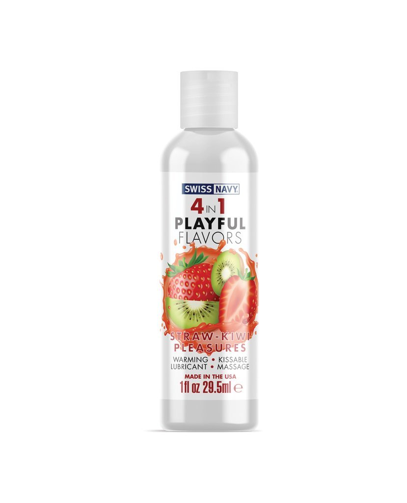 Swiss Navy 4-in-1 Playful Flavors - Strawberry Kiwi Pleasures - 1 Fl. Oz.