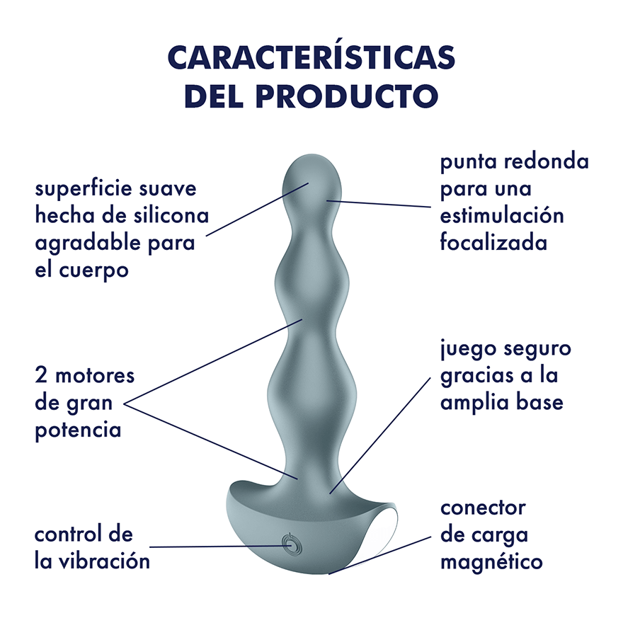SATISFYER PLUG ANAL CON VIBRACIÓN LOLLI PLUG 2 GRIS - Imagen 2