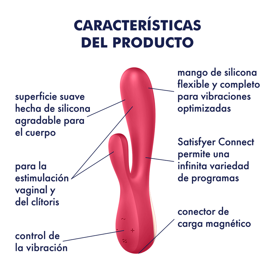 SATISFYER MONO FLEX VIBRADOR CON APP ROJO - Imagen 3