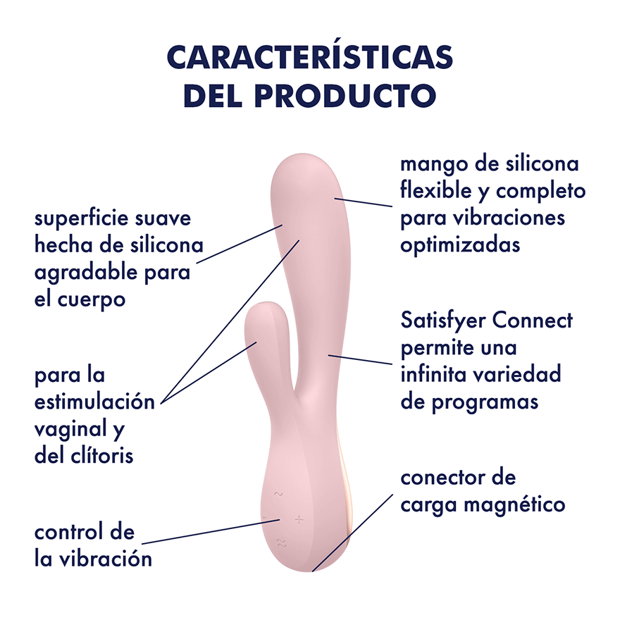 SATISFYER MONO FLEX VIBRADOR CON APP ROSA - Imagen 3