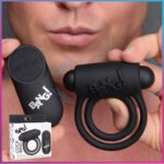 Anillo vibrador para el pene y bala con control remoto 28X, color negro