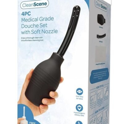 Ducha de grado médico CleanScene con boquilla suave (4 piezas) - Negro