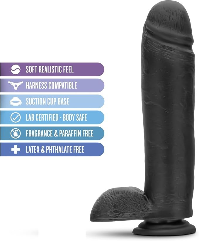 Au Naturel Bold Huge Dildo base con ventosa 10.5in - Black - Imagen 2
