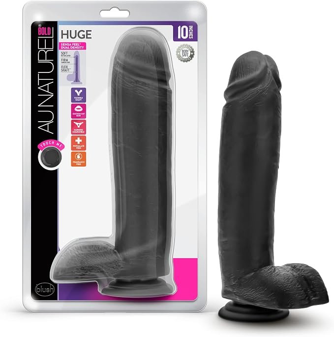 Au Naturel Bold Huge Dildo base con ventosa 10.5in - Black