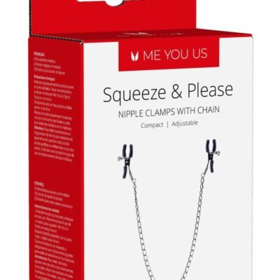 ME YOU US Squeeze & Please Adjustable Nipple Clamps with Chain - Silver