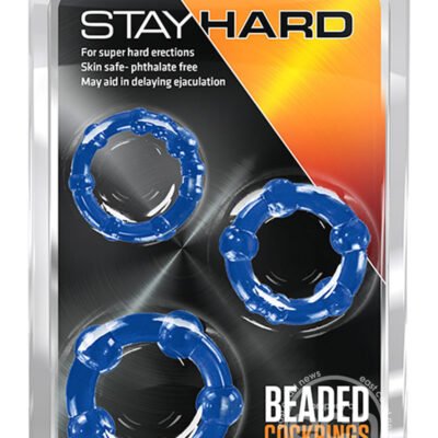 Stay Hard Beaded Cock Rings (3 Sizes) - Blue