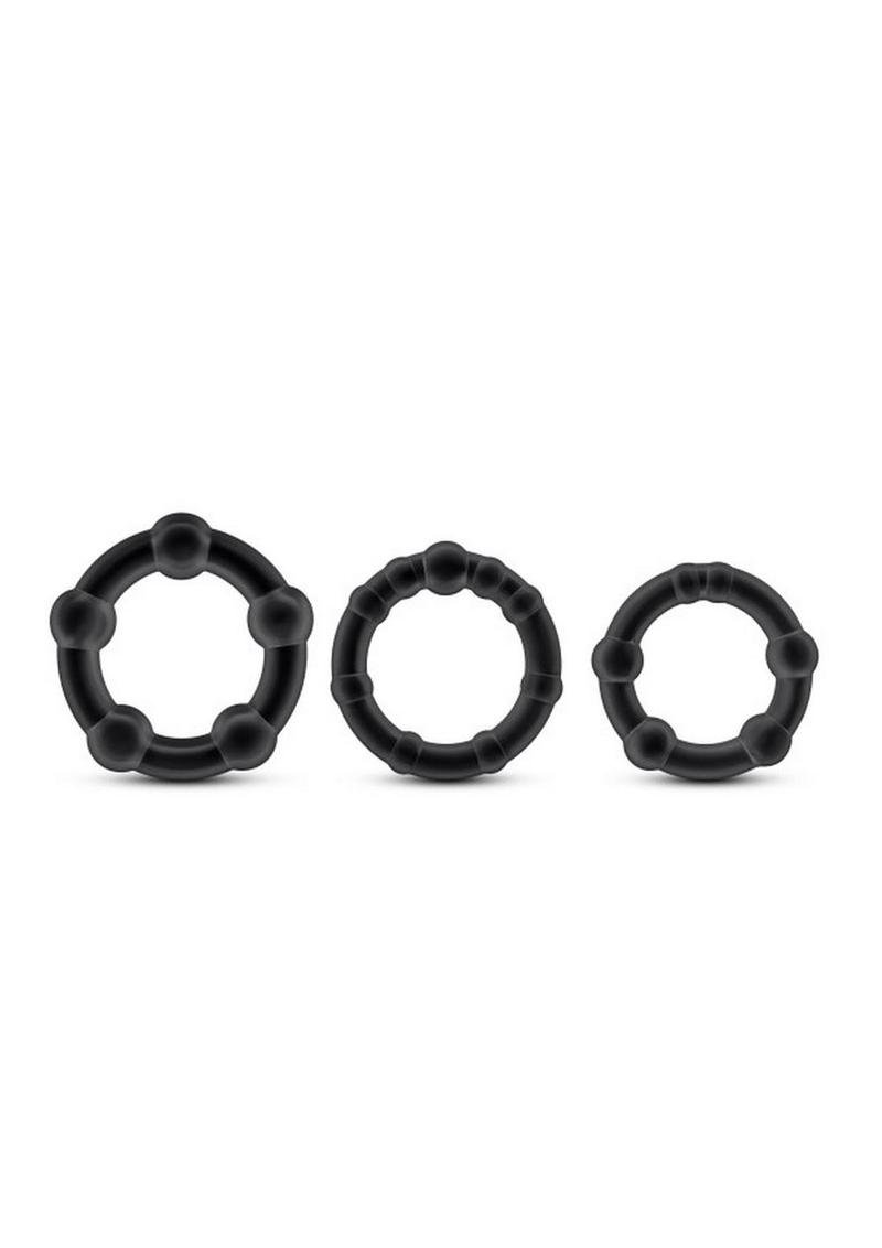 Stay Hard Beaded Cock Rings (3 Sizes) - Black - Imagen 2