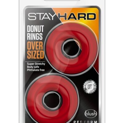 Stay Hard Donut Cock Rings Oversized (2 pack )- Red
