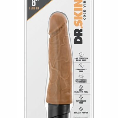 Dr. Skin Silver Collection Cock Vibe 14 Dildo vibrador 8in - Caramel