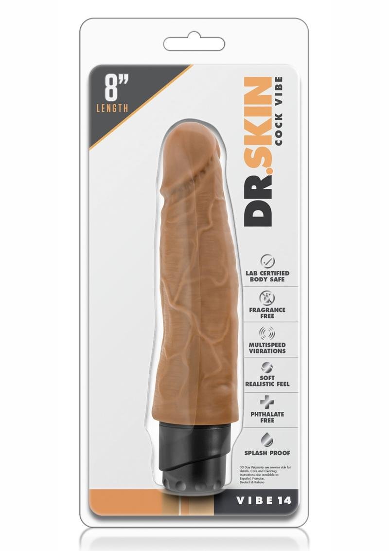 Dr. Skin Silver Collection Cock Vibe 14 Dildo vibrador 8in - Caramel
