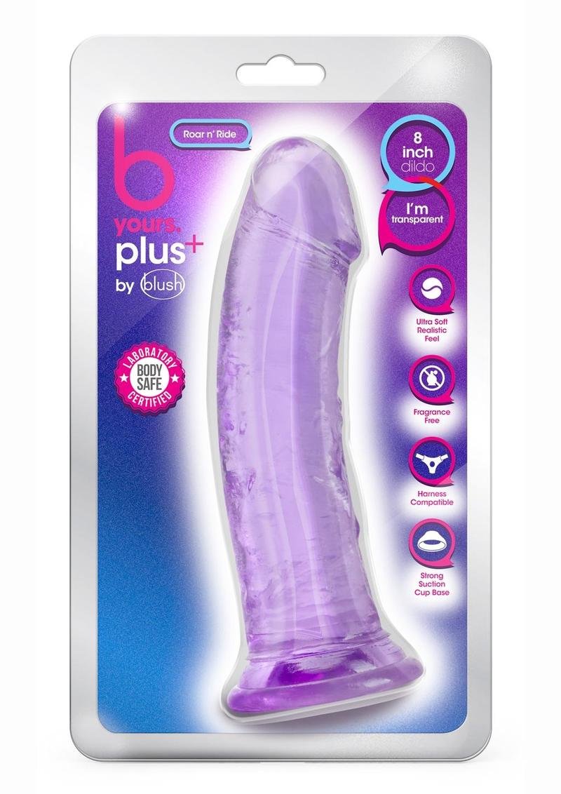 B Yours Plus Roar n' Ride Dildo 8in - Purple