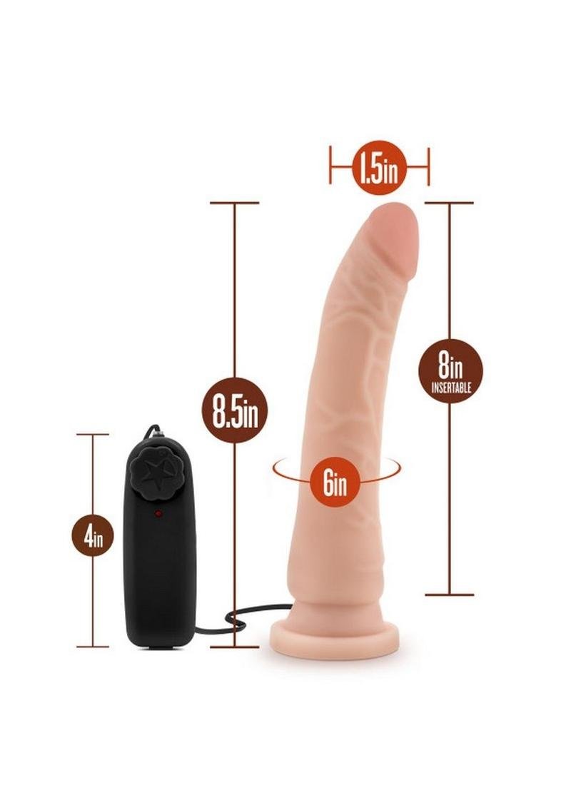 Dr. Skin Silver Collection Vibrating Dildo con control y base con ventosa 8.5in - Vanilla - Imagen 2
