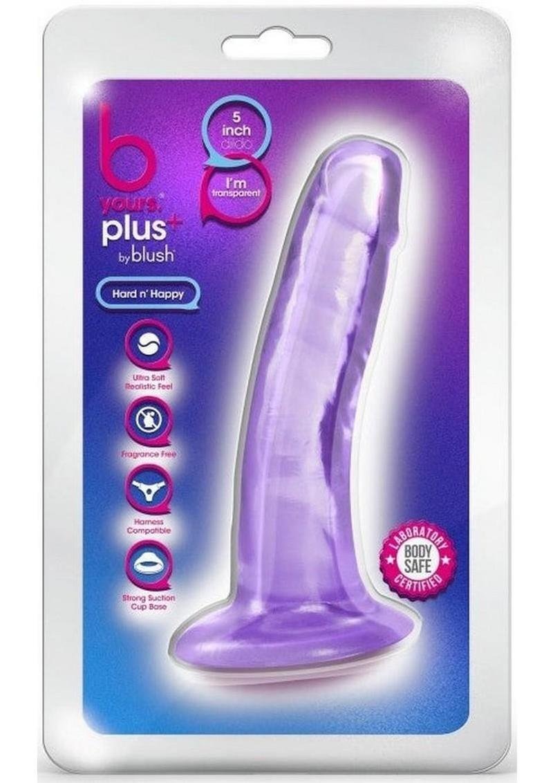 B Yours Plus Hard n' Happy Dildo 5in - Purple
