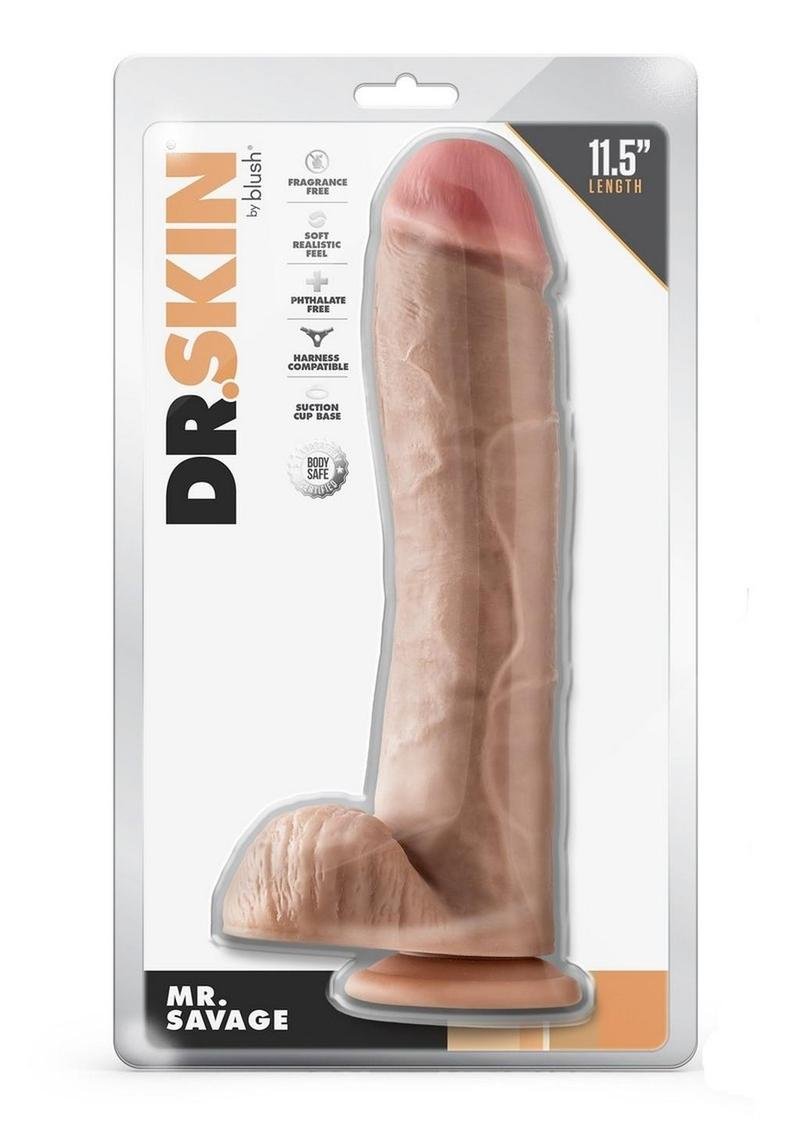 Dr. Skin Silver Collection Mr. Savage Dildo con testÃculos y base con ventosa 11.5in - Vanilla