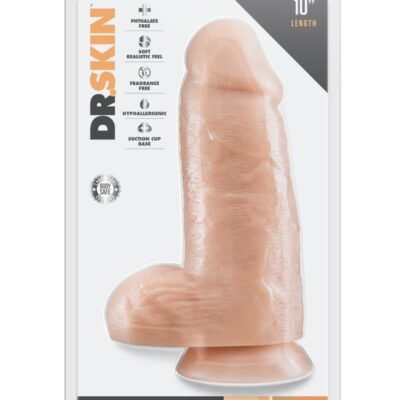 Dr. Skin Silver Collection Dr. Chubbs Dildo con testiculos y base con ventosa 10in - Vanilla