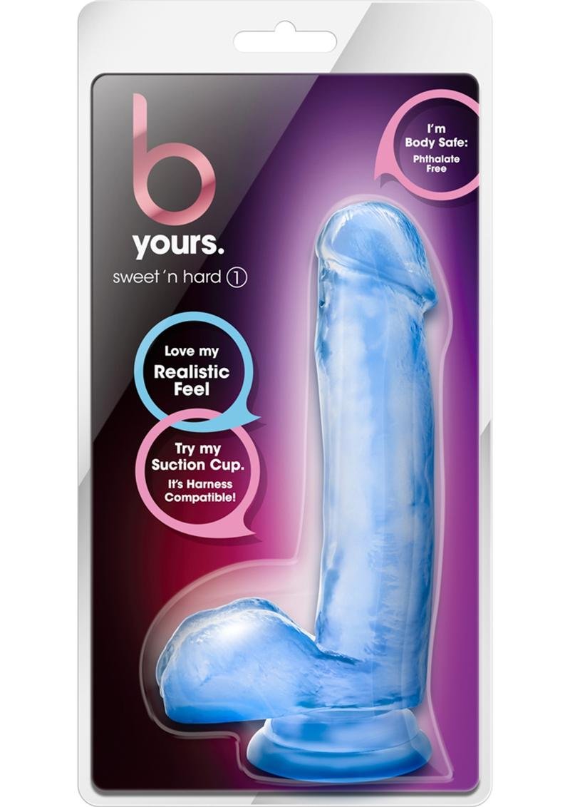 B Yours Sweet N' Hard 1 Dildo con testiculos 7in - Blue