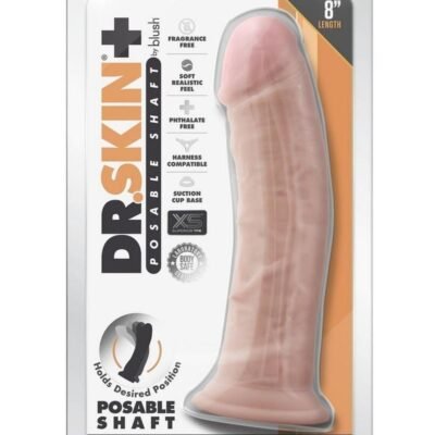 Dr. Skin Plus Gold Collection Thick Posable Dildo base con ventosa 8in - Vanilla