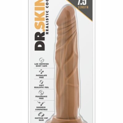 Dr. Skin Silver Collection Realistic Cock Basic 7.5 Dildo 7.5in - Caramel