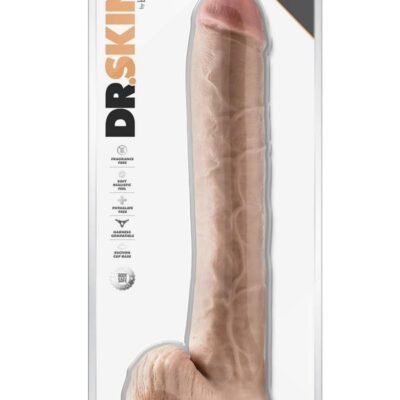 Dr. Skin Silver Collection Dr. Michael Dildo con testiculos y base con ventosa 14in - Vanilla