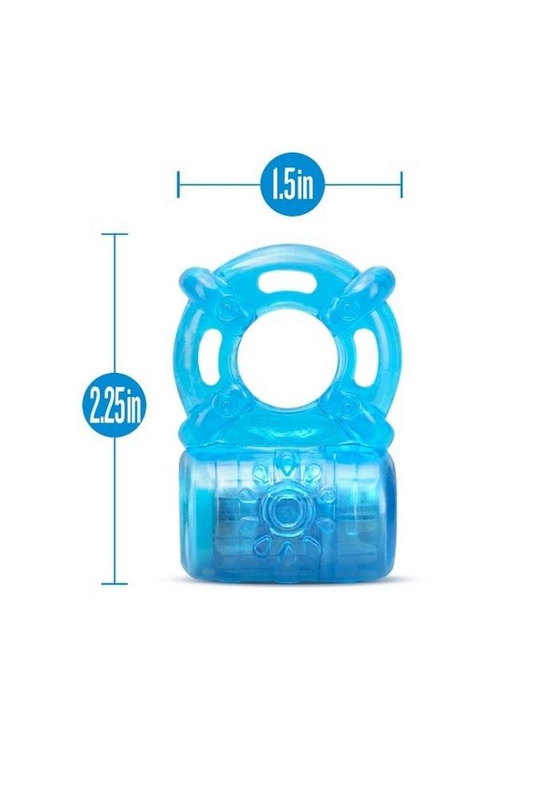 Stay Hard Rechargeable 5 Function Cock Ring - Blue - Imagen 2