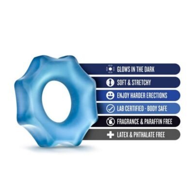 Anillo peneano Blush Novelties - Stay Hard Glo Nutz Cock Ring (40pc Bowl) - Blue