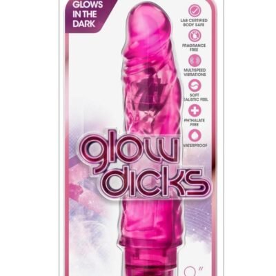 Glow Dicks The Drop Vibrating Dildo 8.5in - Pink