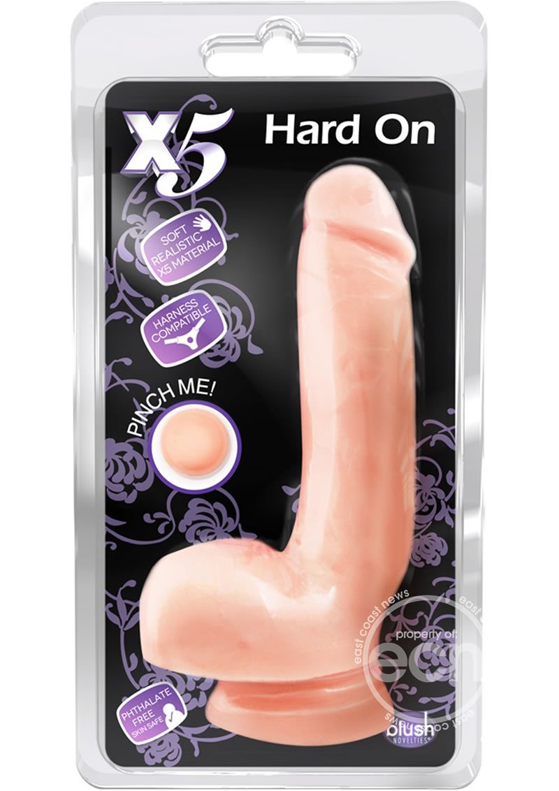 Dildo Blush Novelties - X5 Hard on Dildo With Balls 8.75in - Vanilla
