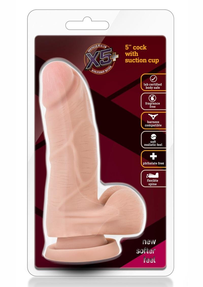 Dildo Blush Novelties - X5 Plus Cock Dildo with Balls 5in - Vanilla