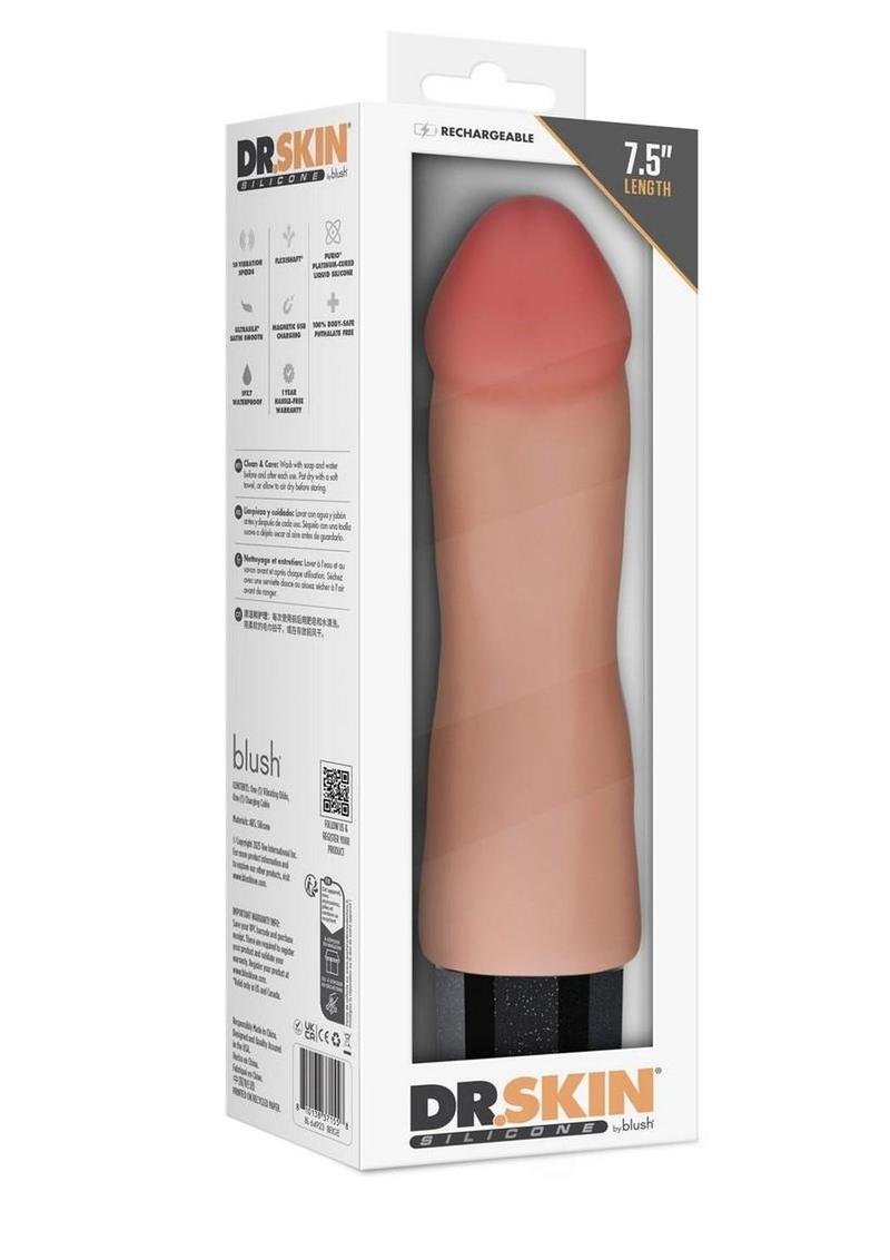 Dr. Skin Silicone Dr. Avery Recargable Dildo vibrador 7.5in - Vanilla