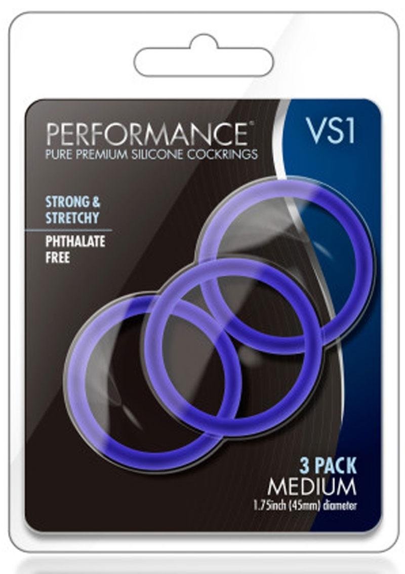 Performance VS1 Pure Silicone Cock Rings (3 Pack) Indigo