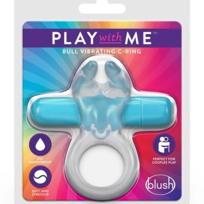 Play with Me Bull Vibrating Cock Ring - Blue