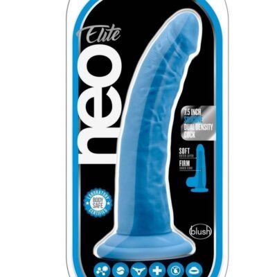 Juguete íntimo Blush Novelties - Neo Elite Silicone Dual Density Cock 7.5in - Neon Blue