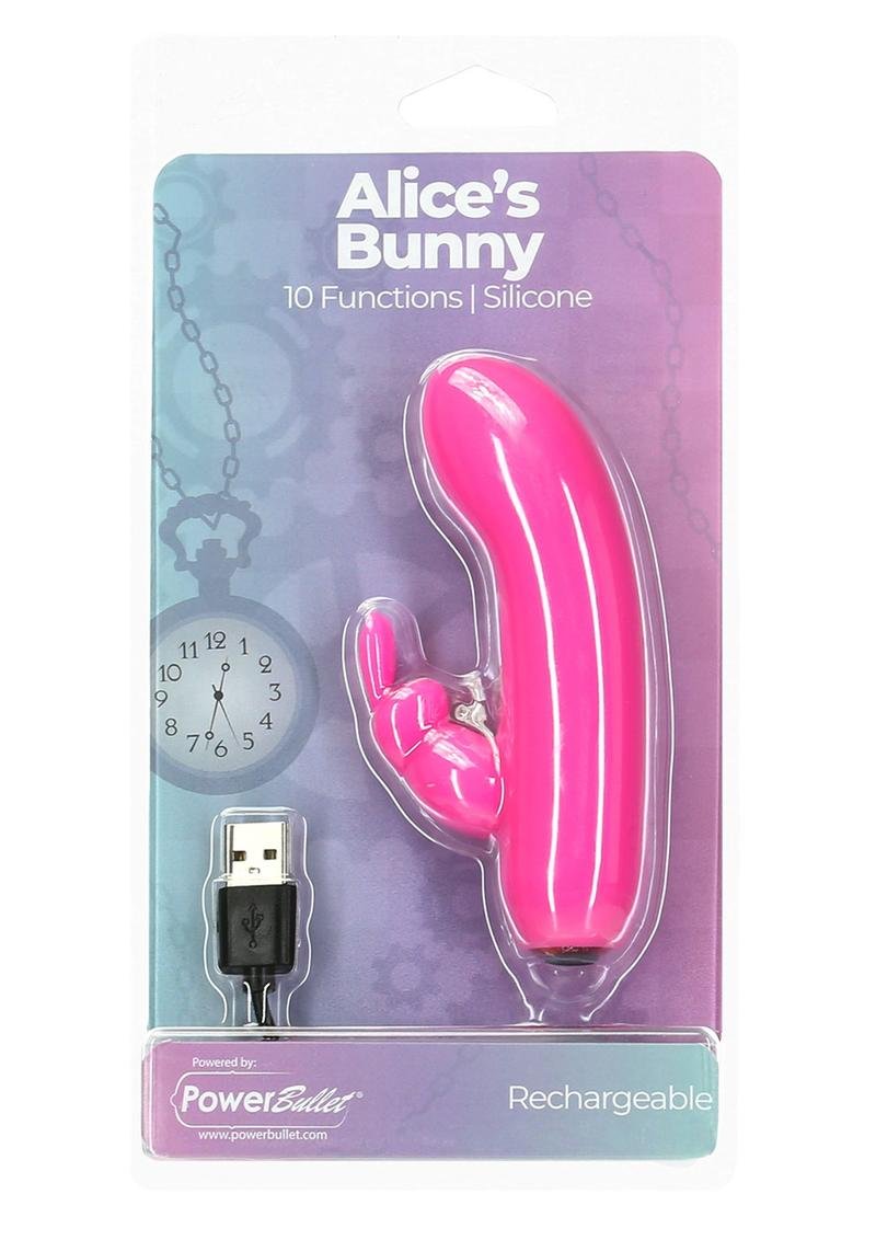 PowerBullet Alice's Bunny Recargable Silicone Rabbit vibrador - Pink