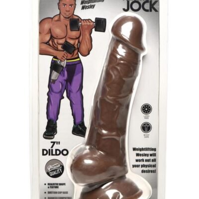 Jock Weightlifting Wesley Dildo con testiculos 7in - Chocolate