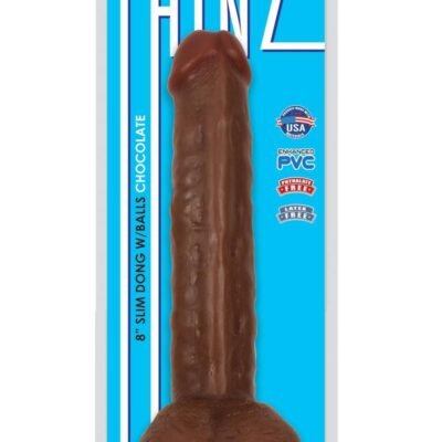 Thinz Slim Dong dildo con testiculos 8in - Chocolate