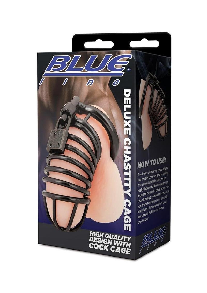Blue Line Deluxe Jaula de Castidad- Black