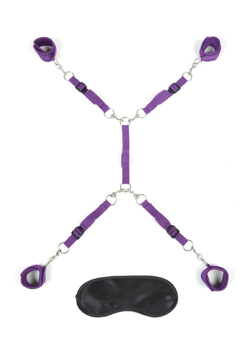 Accesorio bondage / BDSM Electric Novelties - Lux Fetish Bed Spreader Restraint System (7 Piece Set) - Purple - Imagen 2