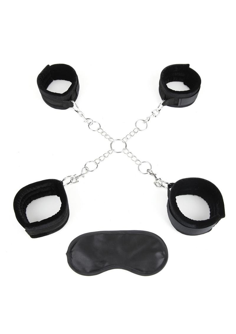 Accesorio bondage / BDSM Electric Novelties - Lux Fetish Hog Tie with 4 Universal Soft Restraint Cuffs - Black - Imagen 2