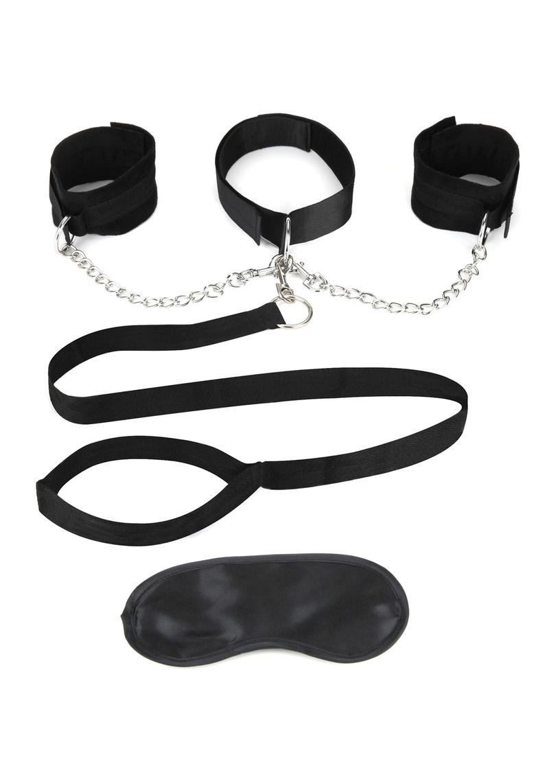 Accesorio bondage / BDSM Electric Novelties - Lux Fetish Collar, Cuffs & Leash Set with Removable Cuffs & Leash - Black - Imagen 2