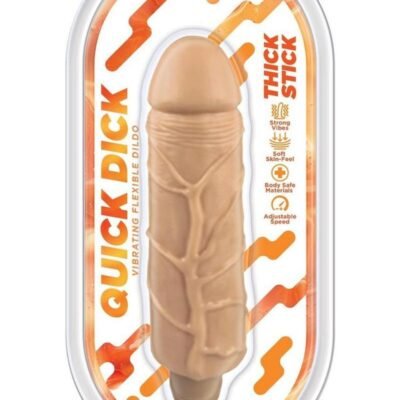 Vibrador Hott Products - Thick Stick Quick Dick Vibrating Flex Dildo 5in - Vanilla