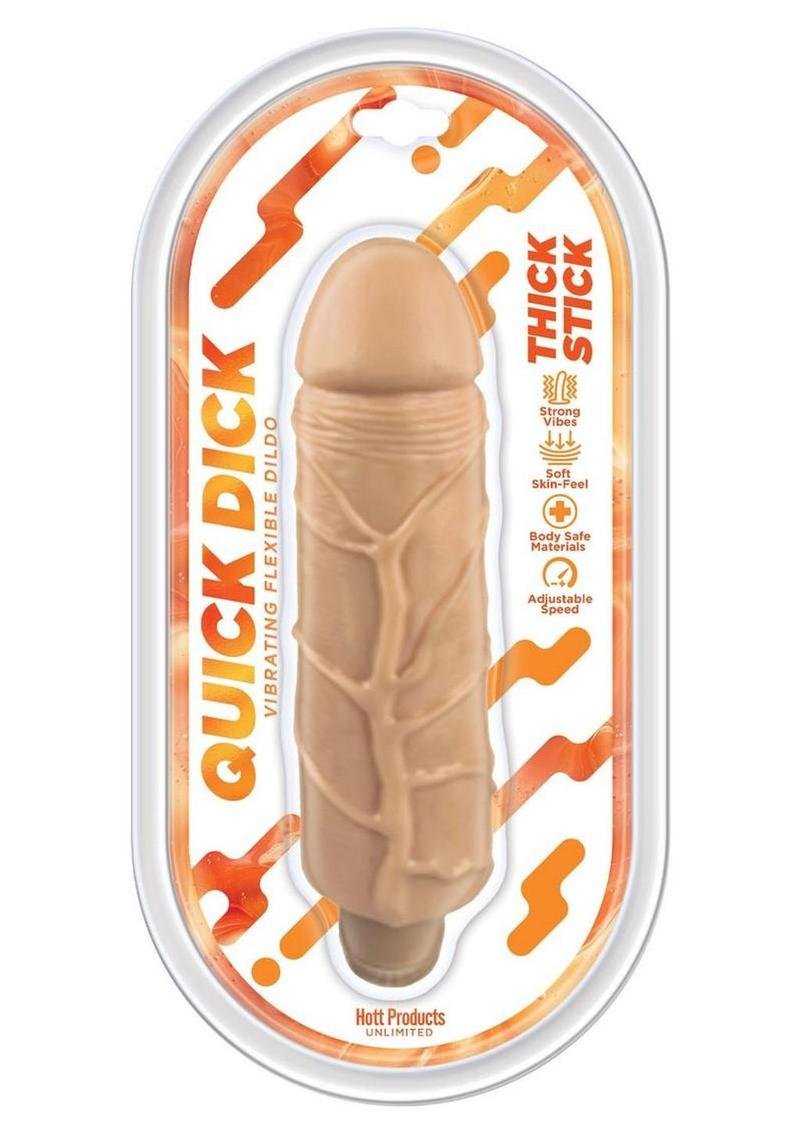 Vibrador Hott Products - Thick Stick Quick Dick Vibrating Flex Dildo 5in - Vanilla