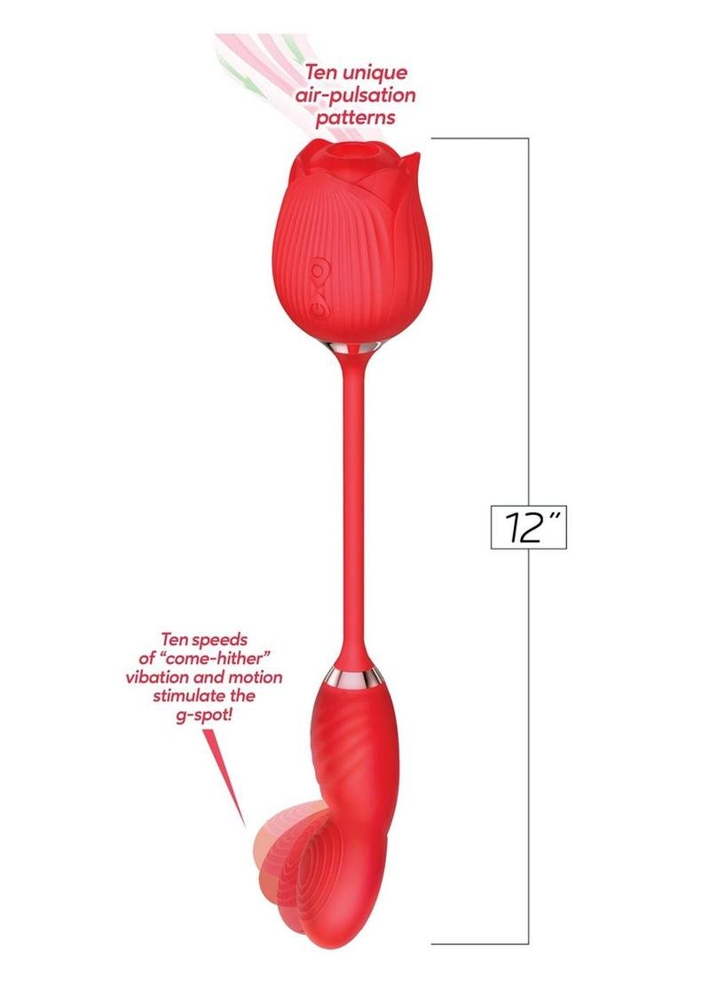 Wild Rose Come Hither Rechargeable Silicone Dual Stimulator with Clitoral Suction - Red - Imagen 2