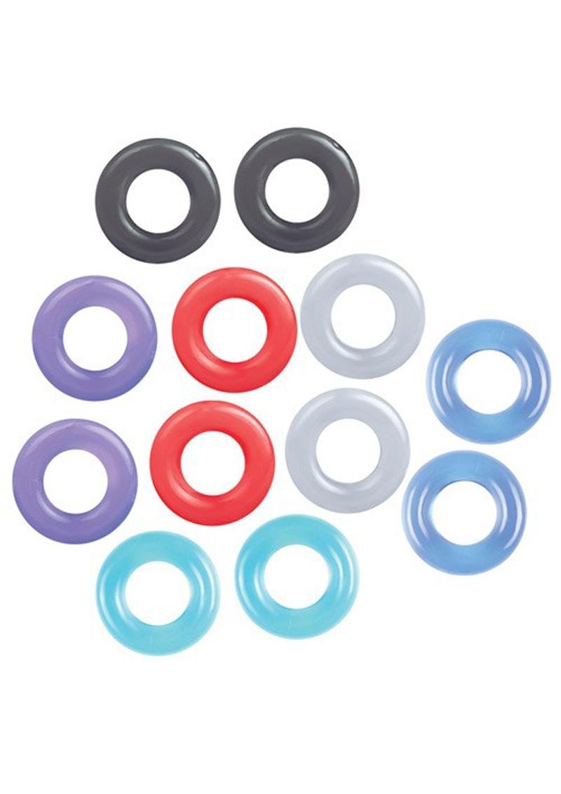 The 9's - Baller's Dozen 12 Piece Cock Ring Set - Assorted Colors - Imagen 2
