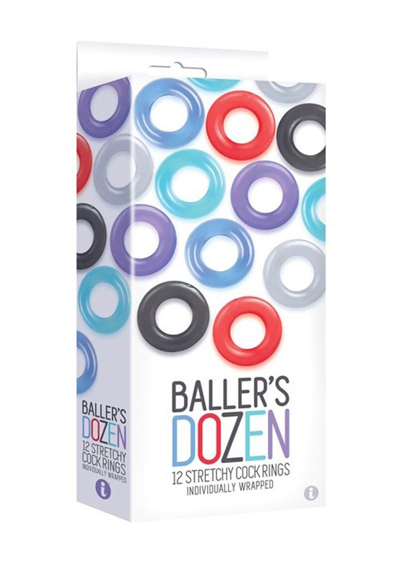 The 9's - Baller's Dozen 12 Piece Cock Ring Set - Assorted Colors