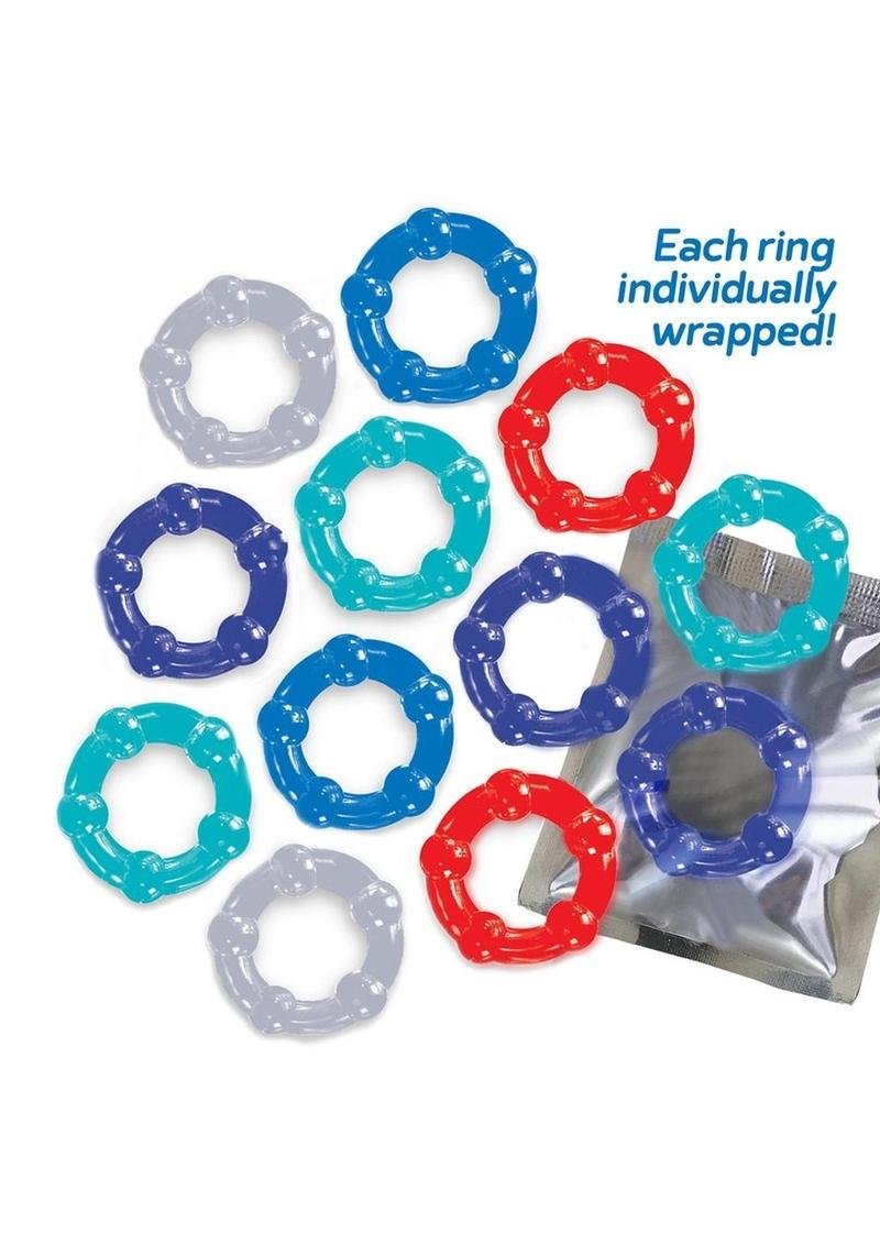 The 9's - Baller's Dozen Beaded Cockrings (12 per Pack) - Assorted Colors - Imagen 2