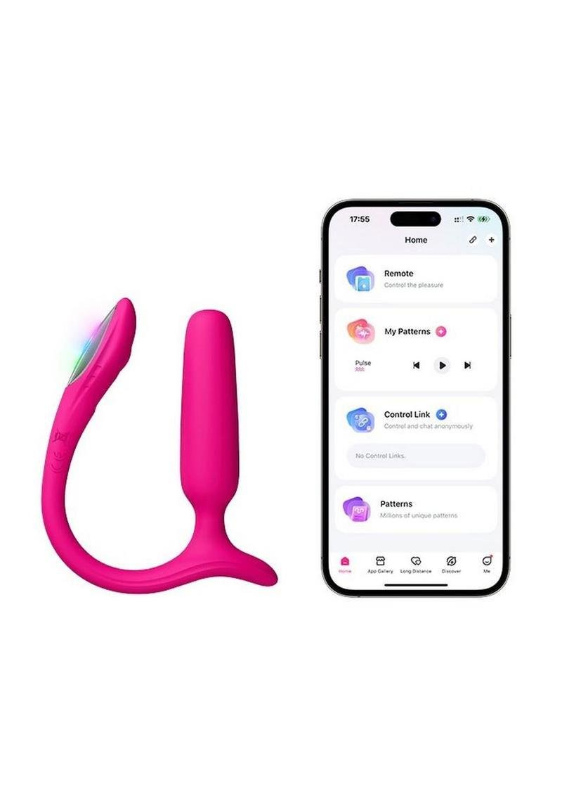Lush Rechargeable App Compatible Silicone Vibrating Light Up Plug anal - Pink - Imagen 3