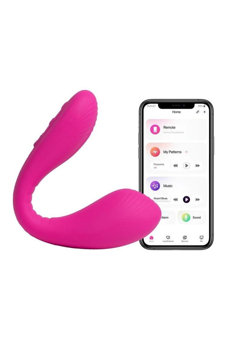 Dolce App Compatible Silicone Rechargeable Dual Vibrador - Pink - Imagen 2
