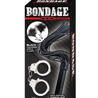 Accesorio bondage / BDSM Nasstoys Bondage plumeros, lƔtigo y kit de esposas- Black